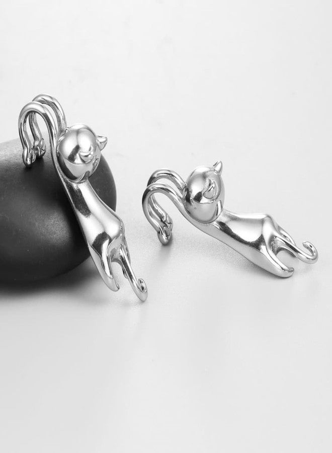 Earblity 1 Pair ear weight Cute Cat Dangle gauges for ear lobe 2g(6mm) Dangle Ear Tunnels Plugs 316 Stainless Steel silver Ear Weight Plugs Hypoallergenic expander Piercing Body Jewelry - Image 4